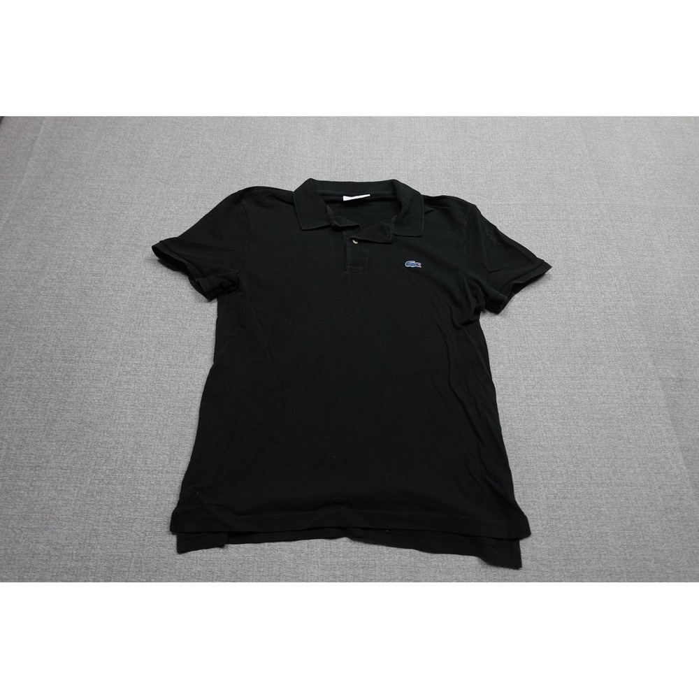 Lacoste For J.Crew Polo Mens Size 4 Black Cotton Knit Logo Soft Stretch Collared - Picture 3 of 8